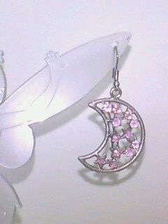 Brinco "Lua" Strass Rosa